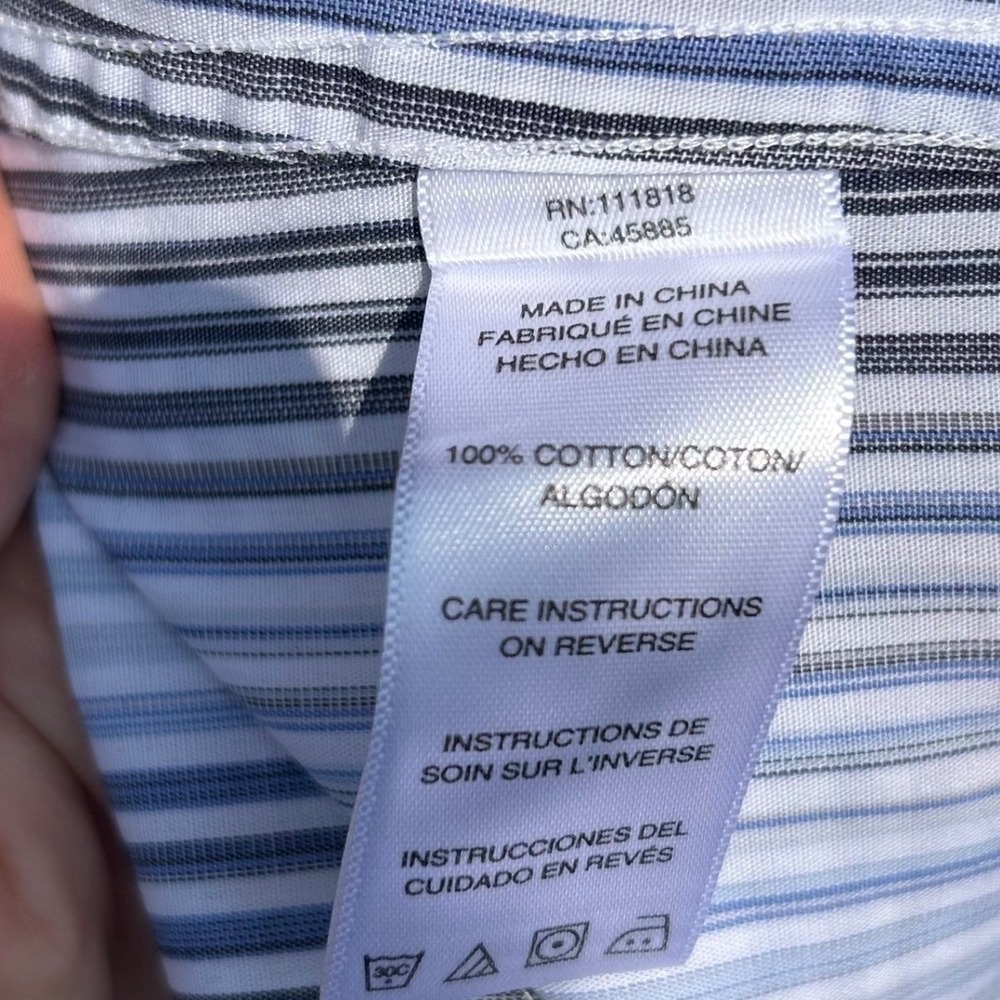 Michael Kors Button Down Shirt Mens L Blue Striped Long Sleeve Classic Office - Picture 5 of 5